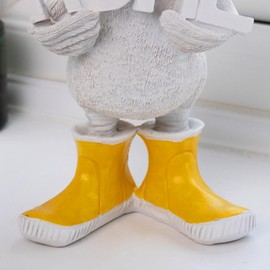 Darthome Quackers Home Figurine 22cm White Standing Duck Yellow Boots Resin Bird Ornament Gift