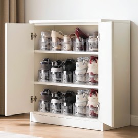 ZNCMRR 12 Pack Shoe Slots Organizer Shoe Stacker for a Pair of Shoes 3 Levels Adjustable Thickening Double Layer Shoe Rack Organizer for Closet Storage Shoe Holder Space Saver(Transparent)