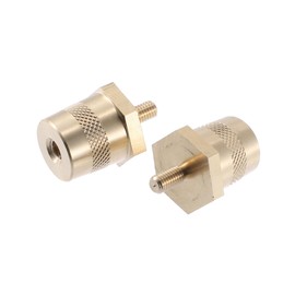 ACROPIX 1 Pair M5 to M6 Battery Terminal Connector Brass Tone Post Adapter Stud Extender Screws Nuts Car Parts