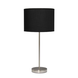 Simple Designs LT1202-BLK 23" Classic Tall and Slim Stick Table Lamp, for Living Room, Bedroom, Office, Brushed Nickel with Black Shade