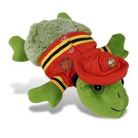 DolliBu Big Eyes Sea Turtle Firefighter Stuffed Animal with Name Personalization - Super Soft Turtle with Red Fireman Costume Outfit and Fireman Hat, Fire Fighter Doll Plush Toy for Kids - 11 Inch