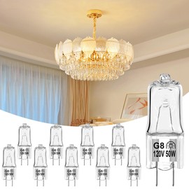Bacane Bombillas Halógenas G8 de 50W, Focos Halógenas Regulables 2700k Blanco Cálido, Bombilla G8 para Luz de Disco Debajo del Gabinete, Candelabros, Horno de Microondas, Rv (10, G8-50W)