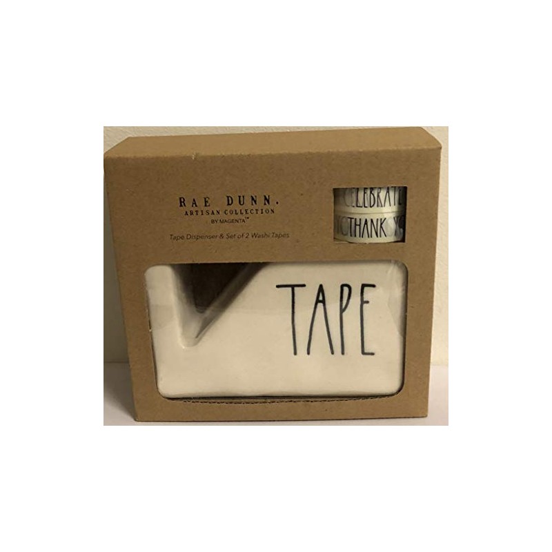 Rae Dunn Tape Dispenser Set, 2 Rolls Tape Celebrate Thank