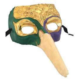 Griffin Trader Venetian Mask Purple Green Gold Long Nose Masquerade Plague Doctor