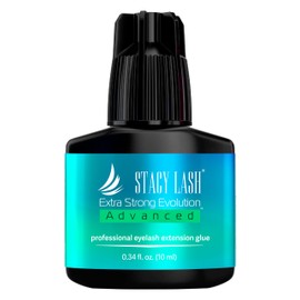 Stacy Lash Extra Strong Evolution Advanced Eyelash Extension Glue (0.34fl.oz/10ml)/ 1Sec Dry /6Weeks Retention/Black Adhesive/Professional Supplies