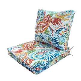 JMKaixin Outdoor Seat/Back Deep Chair Cushion Set for Patio Furniture - Lounge Chair Cushions with Ties - Waterproof Patio Chair Cushions 19x19