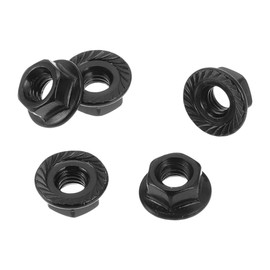 HEROFFIX 5pcs M4*0.7 Car Flange Nuts 304 Stainless Steel Knurled Hex Lock Flange Nuts Non-Slip Locking Flange Black for Car Motorcycle