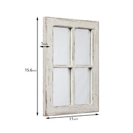 Sintosin Rustic Small Window Pane Mirror Wall Decor 11 x 16 inches, Hanging Distressed White Farmhouse Rectangle Wood Frame Mirror, Handmade Decorative Window Mirrors for Living Room Christmas