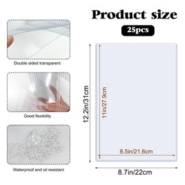 25 Pack 8.5" x 11" Hard Sheet Protectors, Rigid Print Protectors, Clear Waterproof Protectors, Paper Sleeves Photo Plastic Sleeves Hard Plastic Document Holder, Birth Certificate