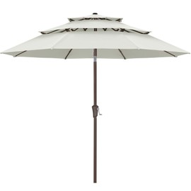 ABCCANOPY 10Ft 3 Tiers Market Umbrella, Outdoor Table Umbrella for Patio, Deck, Backyard (Light Beige)