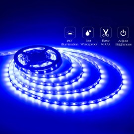 Marreal Blue LED Rope Strip Lights,Touch Dimmer Flexible Super Bright led Strip Blue 12V 3528 LED 16.4Ft 300 led Strip Lights Blue Cuttable Lighting DIY Jewelry Shops,Christmas, showrooms, Ceiling.