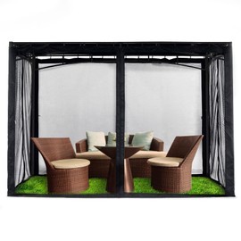 Mosquito Netting Outdoor Screen House Tent Screen Wall with Zipper for Camping, Patio, 10x 10 Gazebo and Tent (Black)