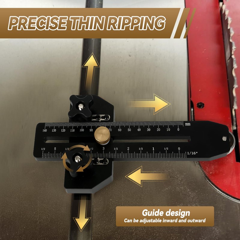 Thin Rip Table Saw Jig Guide with T-Bolts, Fast Thin