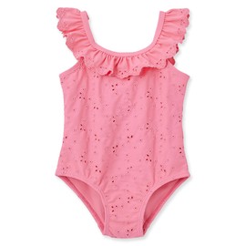 Little Me Baby Girl's UPF 50+ Sun Protection One Piece Swimsuit, Pink Eyelet