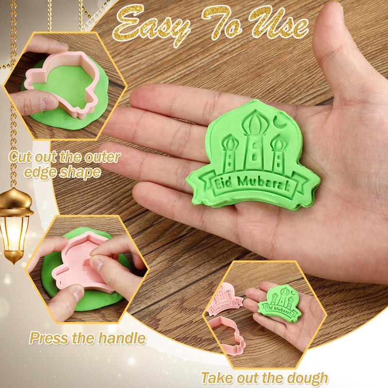 Roshtia 24 Pcs Eid Mubarak Cookie Cutter Ramadan Mubarak Plastic