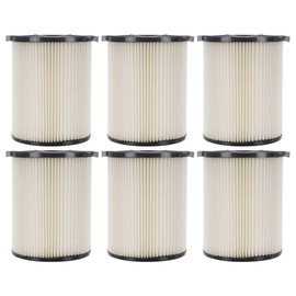 6 Pack 1-Layer Cartridge Filter Replacement Parts # 72947 Compatible with RIDGID VF4000, 5-20 Gal & 6-9 Gal Husky Wet Dry Vacuums, Washable & Reusable
