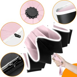 Poligono Windproof Umbrella, Large Pocket Umbrella for Men and Women, Inverted Umbrella 10 Ribs, Automatic Open and Close, Compact, Diameter 105 cm, pink
