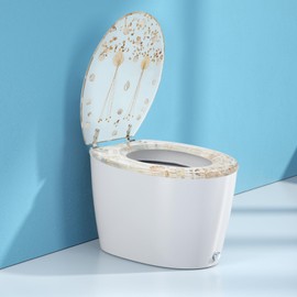 Resin Toilet Seat Transparent, Silent Thickened Toilet Cover for U Type & V Type Toilet Seats Strong Wear Resistance Toilet Lid (Transparent Dried Flower)
