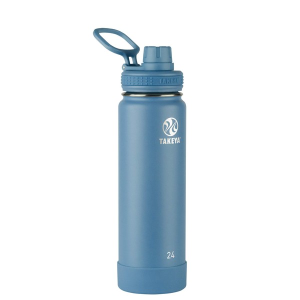 Takeya Actives Insulated Stainless Steel Water Bottle with Spout Lid, 0.7 Liter / 24 Ounce, Bluestone