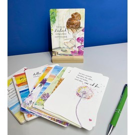 50 Inspirational Cards with Loving Words for More Self-Love and Joie de vivre with Wooden Stand, Unique Affirmation
