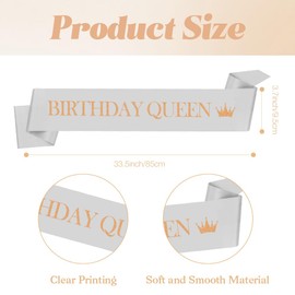 Silver Birthday Queen Sash Birthday Decorations for Her Birthday Sash for Women Birthday Accessories for Women Birthday Gifts Party Accessories Birthday Pamper Gifts for Women Satin Sash Bday Sash