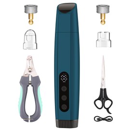 ATESON Dog Nail Grinder with LED Light, 6-Speed Quiet Electric Pet Nail Trimmers, Forward/Reverse, Electric Dog Nail Trimmer, 2000mAh Battery 8H Runtime, 95% Dust Capture for Dogs & Cats