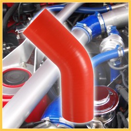 REPAIROCK 60mm 2.36" ID 45 Degree Silicone Reducer Hose Silicone Hose Coupler Intercooler Tube Red for Car Intercooler Intake Piping Auto Replacement Parts