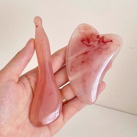 Face Face Meridian Acupressure Massage Heart Gua Sha Stick 2 piece set pink 4ea