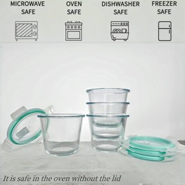 Qxbekmor 4 Packs Glass Soup Storage Containers with Airtight Lids, Leak-proof 3 Cup Freezer Food Storage Jars, Great for Lunch, Meal Prep, Leftover, Overnight Oats, Microwave and Dishwasher Safe ﻿