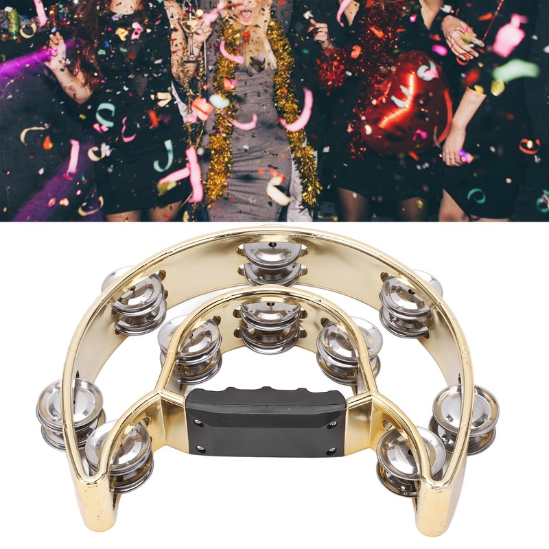 Double Row Hand Tambourine Metal Tambourine with Plating Bells Percussion