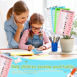 Chores Chart for Kids,4PCS Behaviour Charts Routine Chart for Children Visual Timetable to Do List Chores Checklist Board with 20pcs Cardstocks and 2pcs Markers for Planner Schedule Reminder