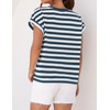 ZESICA Womens Summer Cap Sleeve Crewneck Tops Casual Loose Striped
