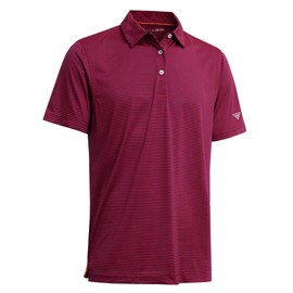 Mens Golf Shirts Moisture Wicking Dry Fit Short Sleeve Performance Sport Stripe Golf Polo Shirts for Men