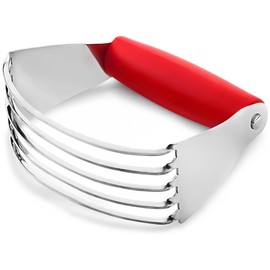 Zulay Kitchen Dough Blender Top Professional - Stainless Steel Pastry Cutter, Heavy Duty Dough Cutter With Blades, Pastry Blender And Butter Cutter - Pastry Cutter For Baking (Red)