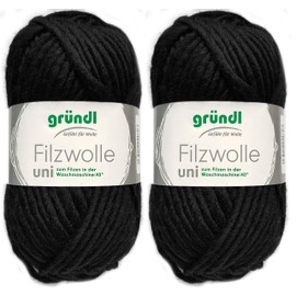 2 x 50 g Gründl Felt Wool with Instructions for Pot Holders (Plain Colours, 62 Petrol)