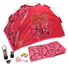 The New York Doll Collection Camping Set for 18 inch Dolls - Super Cute Doll Camping Set - Light up Lantern - Safety Tested