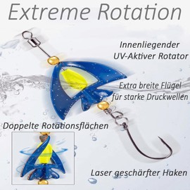 Njord Kalastus Wing Spoons Trout Set 4.5 g UV Active Trout Spoon Set Trout Bait 2025 Trout Bait Box Fishing Accessories Trout (5 x Rings & 5 x Inner Rotator)