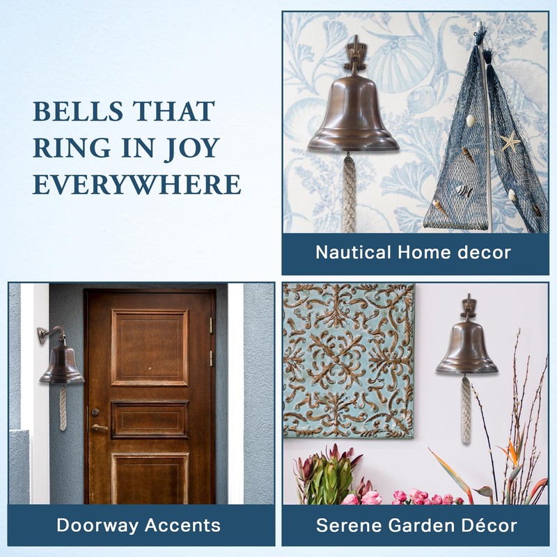 Solid Brass Wall Mounted Ship Hanging Antique Brass Bell for