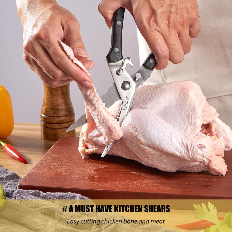 KUNIFU Poultry Shears, All Purpose Heavy Duty Kitchen Scissors For