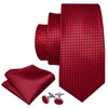 Barry.Wang Red Black Tie for Men Plaid Silk Necktie Pocket