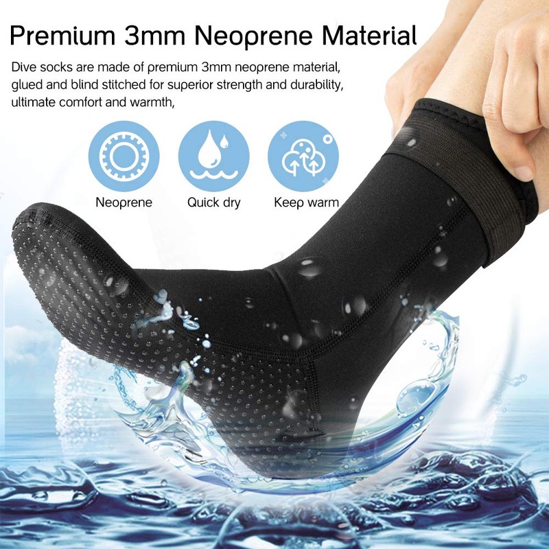 HINATAA 3mm Neoprene Wetsuit Socks,Thermal Wetsuit Socks, Quick-Drying Non-Slip Diving