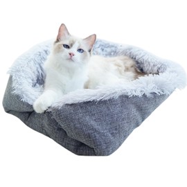 Cat Beds Small Dog Bed, Self Warming Cat Dog Mat Washable Warm Fluffy Pet Pad Calming Cushion Soft Kitty Bed for Indoor Outdoor Crate Pets Cat Small Dog Sleeping (Grey)
