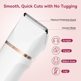 Electric Bikini Trimmer for Women - 4 in 1 Electric Razors for Women, Waterproof Pubic Hair Trimmers and Facial Hair Remover, Replaceable Shaver & Nose Hair Trimmer, Rechargeable Women's Grooming Kit
