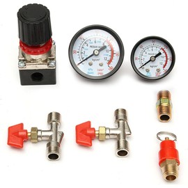 Tiardey Pressure Switch Air Compressor Control Valve 90-120PSI + Pressure Regulator, Air Compressor Four Hole Four Hole Outlet Valve 2-Point Safety Valve