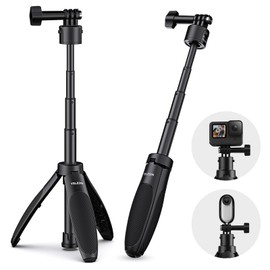 TELESIN° Mini Quick Release Extendable Selfie Stick Tripod for GoPro Insta360 X4 X3 GO3 Ace Pro DJI Action 4 Pocket 3 Accessories, Compact Size Monopod Portable Adjustable Length Camera Tripod Stand
