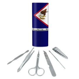 American Samoa US Territory Flag Stainless Steel Manicure Pedicure Grooming Beauty Care Travel Kit