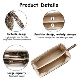 Quilted Hair Tools Travel Bag Leopard Carrying Case for Shark Flexstyle Dyson Airwrap Revlon Portable Flat Curling Iron Hair Dryer Organizer Styling Tools Essentials Brush Holder Haircare Accessories