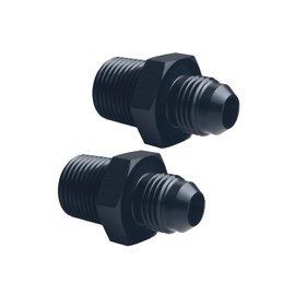 DEWHEL 2pcs Aluminium Black -6AN Male Flare to 3/8" NPT Pipe Fitting AN6 Straight Union Flare Adapter (6AN-3/8NPT)