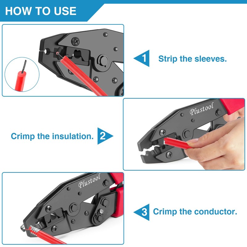 Plustool Crimping Tool for Spark Plug Ignition Wire, 8.5mm Ratchet