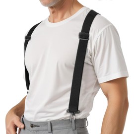APLZGMG X Back Hidden Suspender for Men, Heavy Duty Work Suspenders w/Hooks Four-Point Belt Strap Airport Friendly Suspenders Under Clothing for Tuxedos, Formal Pants, Jeans